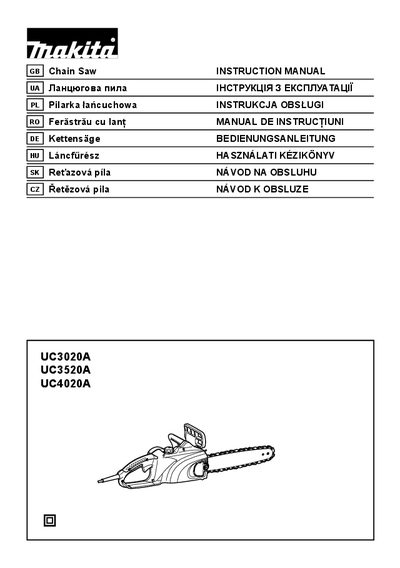 Makita UC3020A / UC3520A / UC4020A Chain Saw User Manual