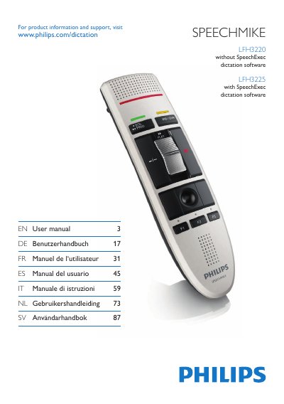 Philips SpeechMike LFH3220/LFH3225 User Manual - cover page