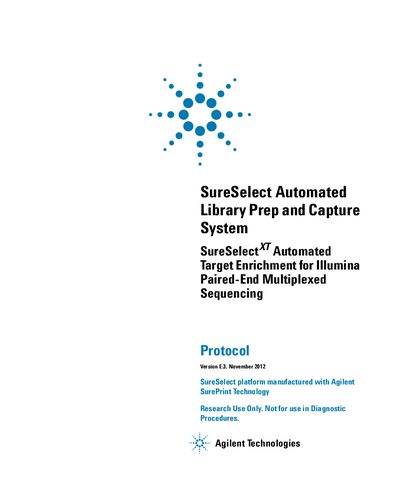Agilent SureSelect Automated Library Prep Capture System for illumina Paired-End Multiplexed Sequencing Protocol Manual - cover page