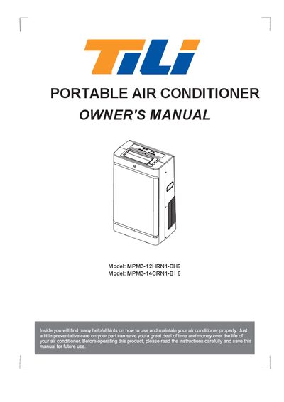 MPM3-12HRN1-BH9 Portable Air Conditioner Owner's Manual - cover page