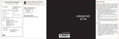 Creative WP-300 Earphones User Manual - cover page