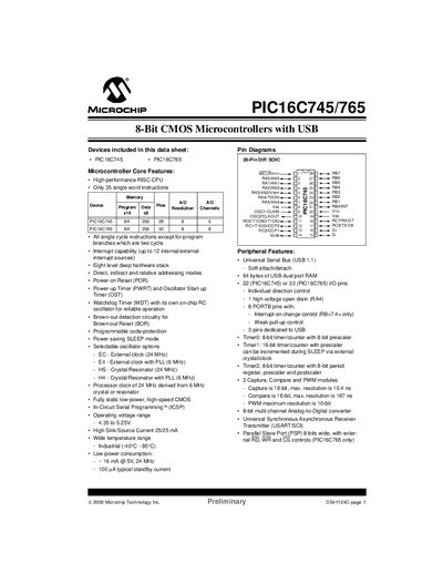 Microchip PIC16C745/765 Datasheet - cover page