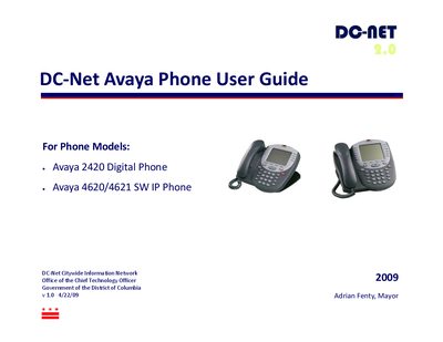 Avaya 2420/4620/4621 Phone User Guide - cover page