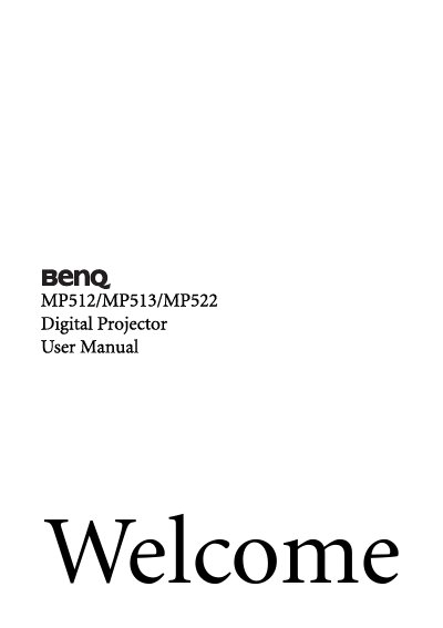 BenQ MP512/MP513/MP522 Digital Projector User Manual - cover page