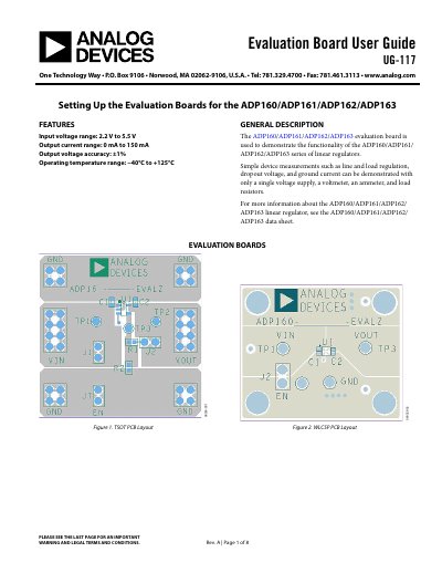 Analog Devices ADP160/ADP161/ADP162/ADP163 Evaluation Board User Guide UG-117