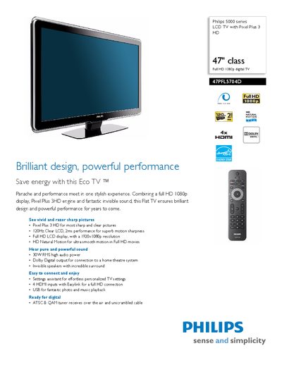 Philips 47PFL5704D LCD TV User Manual - cover page