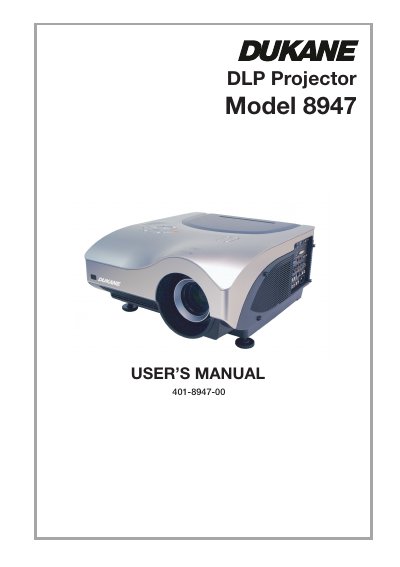 Dukane 8947 DLP Projector User's Manual - cover page