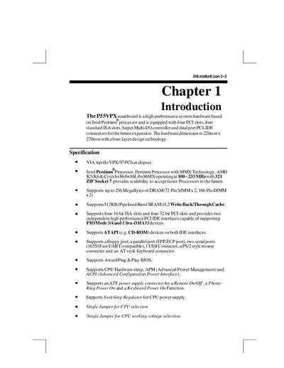 VIA P55VPX Mainboard User Manual - cover page