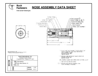 Huck 507286 Nose Assembly Data Sheet and Maintenance Guide - cover page