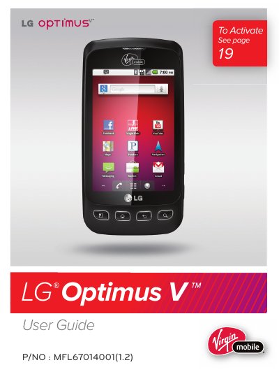 LG Optimus V User Guide - cover page