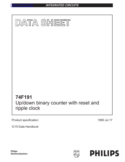 Philips 74F191 Up/Down Binary Counter Datasheet - cover page