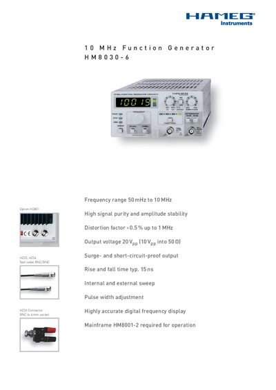 HAMEG HM8030-6 Function Generator User Manual - cover page