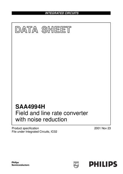 Philips SAA4994H Field and Line Rate Converter Datasheet - cover page