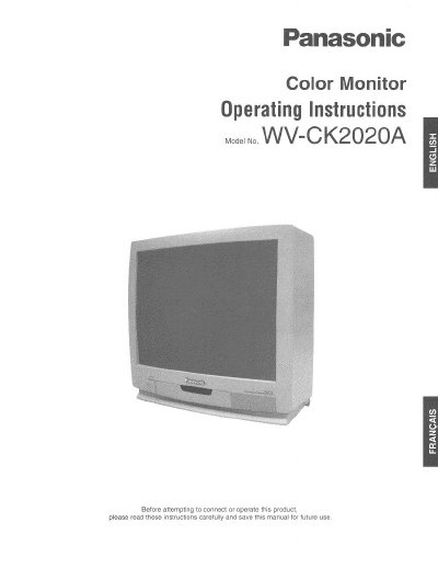 Panasonic WV-CK2020A Color Monitor Operating Instructions - cover page