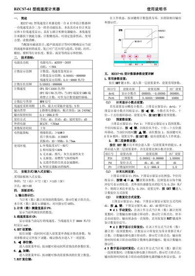 NCT BZCS7-61 Line Speed Meter Manual - cover page