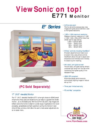 ViewSonic E771 Monitor User Manual - cover page
