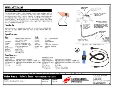 Static Control Components WBB-AFWS61M Adjustable Fabric Wrist Strap User Manual - cover page