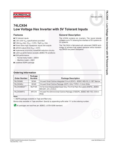 FAIRCHILD 74LCX04 handbook(1) - cover page