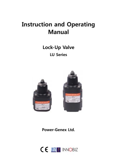 Power-Genex LU Series Lock-Up Valve Instruction and Operating Manual