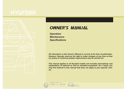 Hyundai Owner's Manual Operation Maintenance Specifications - cover page