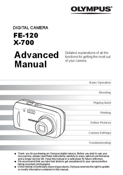 Olympus FE-120/X-700 Digital Camera Advanced User Manual - cover page