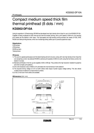 ROHM KD2002-DF10A Printhead Manual - cover page