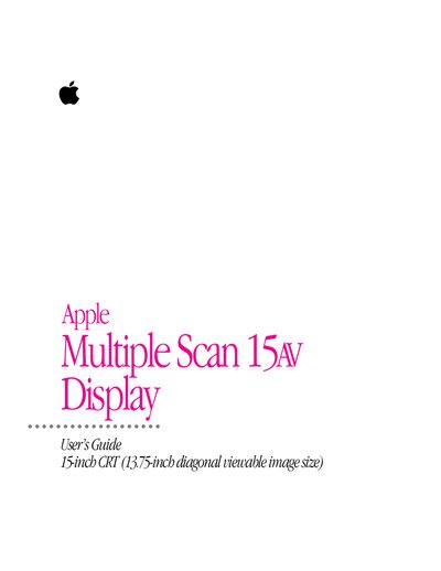 Apple Multiple Scan 15av Display User's Guide