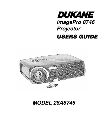 Dukane 8746 Projector User Guide - cover page
