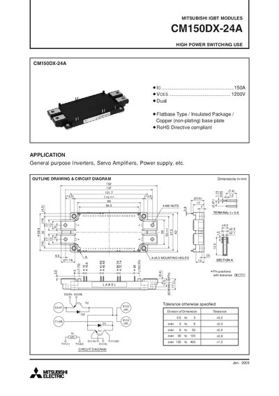 Mitsubishi CM150DX-24A IGBT Module Datasheet - cover page