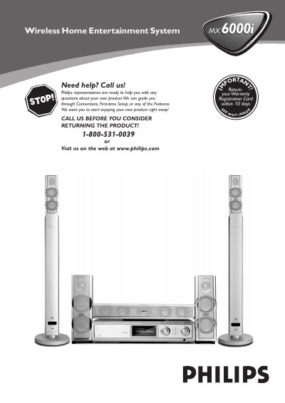 Philips MX6000i Home Entertainment System User Manual - cover page