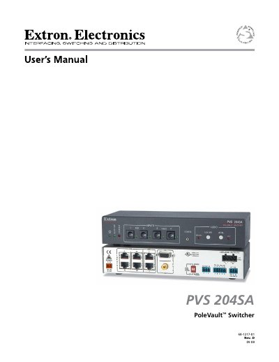 Extron PVS 204SA PoleVault Switcher User Manual - cover page