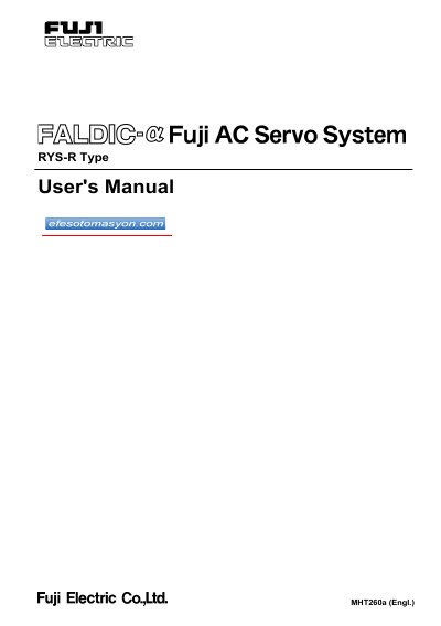 RYS RYS‑R Type MHT260a User Manual cover
