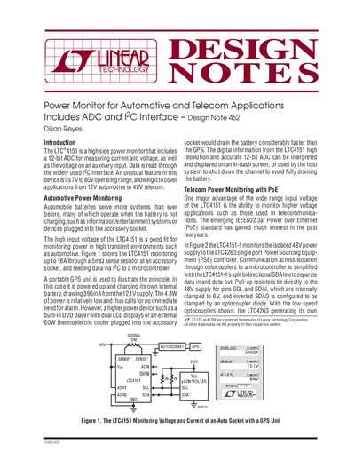 Linear Technology LTC4151 Power Monitor Datasheet Design Note 452 - cover page