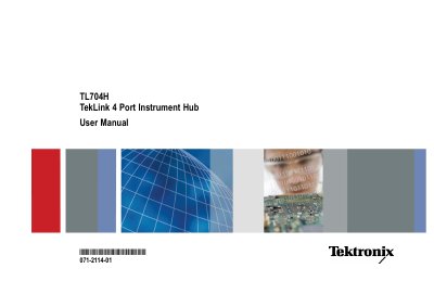 Tektronix TL704H TekLink 4 Port Instrument Hub User Manual - cover page