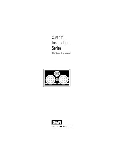 B&W CWM™ Cinema User Manual - cover page