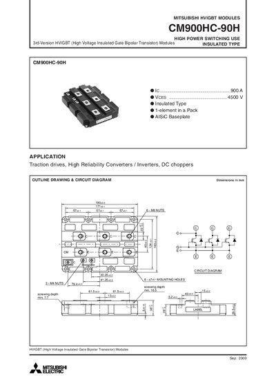Mitsubishi CM900HC-90H HVIGBT Module Datasheet - cover page