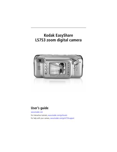 Kodak EasyShare LS753 Digital Camera User Guide - cover page