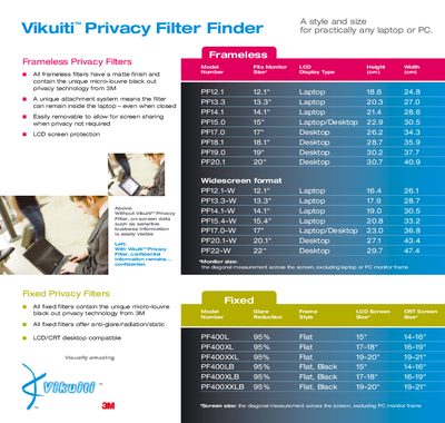 3M Vikuiti Privacy Filter Finder Manual - cover page