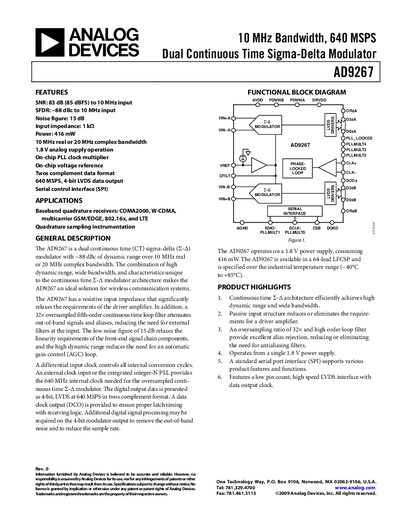 Analog Devices AD9267 Datasheet - cover page
