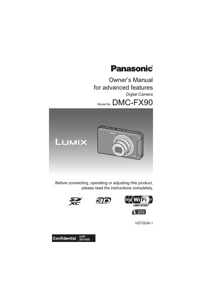 Panasonic DMC-FX90 Digital Camera Owner's Manual - cover page