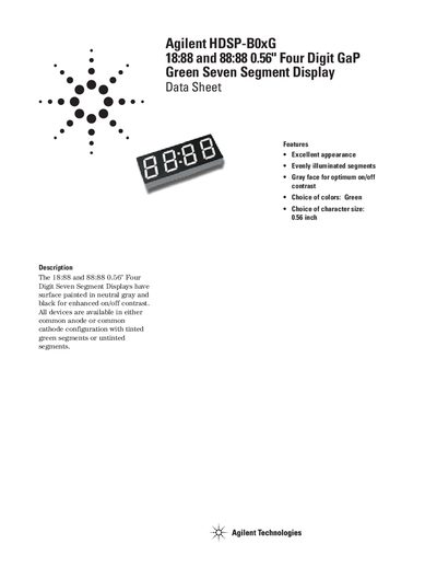 Agilent HDSP-B0xG Datasheet - cover page