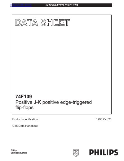 Philips 74F109 Positive J-K Flip-Flops Product Specification - cover page