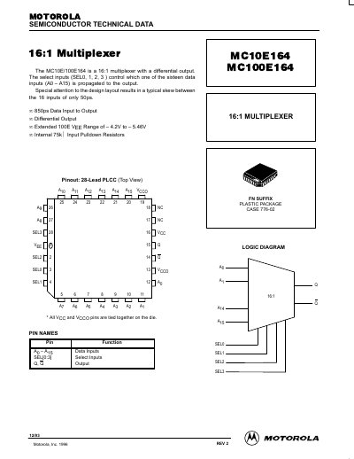 Motorola MC10E164/MC100E164 Datasheet