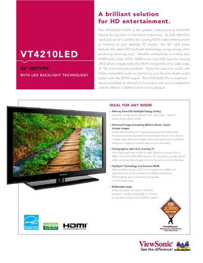 ViewSonic VT4210LED 42" HDTV/PC User Manual - cover page
