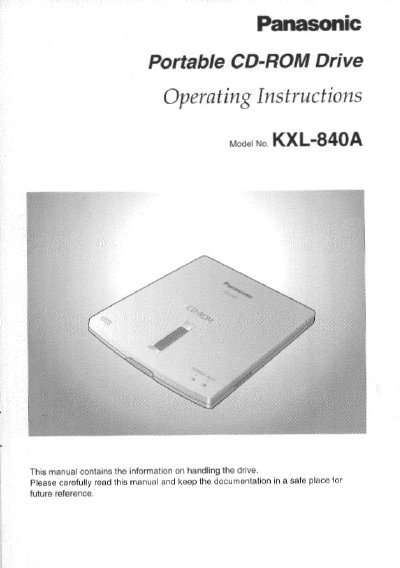 Panasonic KXL-840A Portable CD-ROM Drive Operating Instructions - cover page