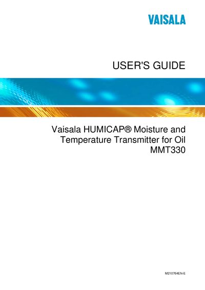 Vaisala MMT330 User Guide - cover page