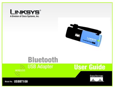 Linksys USBBT100 User Manual - cover page