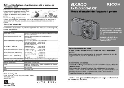 Ricoh GX200/GX200 VF KIT Digital Camera User Manual - cover page