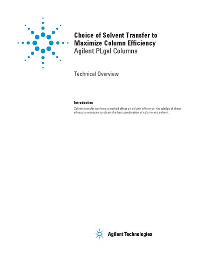 Agilent PLgel Column Solvent Transfer Technical Overview - cover page