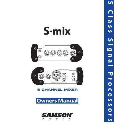 Samson S-mix 5-Channel Mixer User Manual - cover page